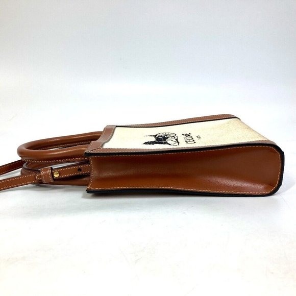 CELINE .02NT Carriage Vertical Cabas Mini2WAY Shoulder Bag Canvas - Picture 9 of 11